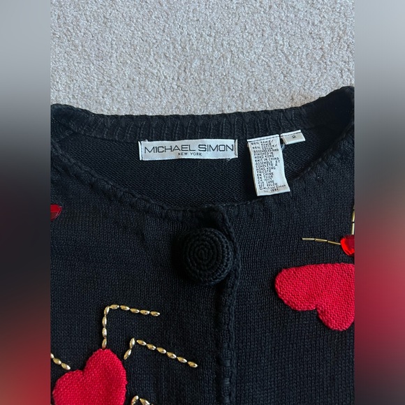 Michael Simon L XL heart Bugs Ant butterfly spider sweater cardigan - Picture 8 of 8